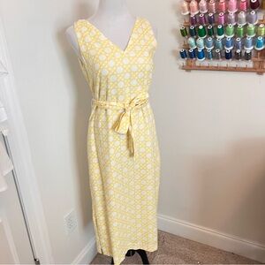 EUC Ann Taylor Yellow Basketweave Midi Dress with Tie Waist
